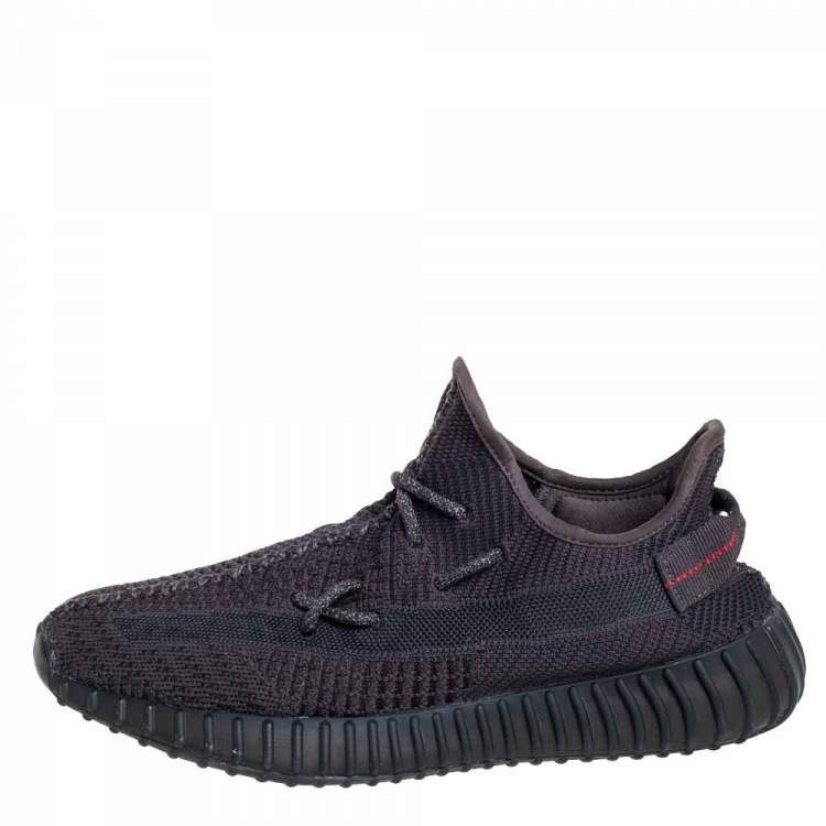 Pre Owned Yeezy x Adidas Black Knit Fabric Boost 350 V2 Sneakers Size 42 2/3