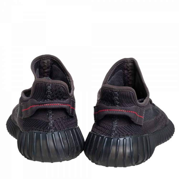 Pre Owned Yeezy x Adidas Black Knit Fabric Boost 350 V2 Sneakers Size 42 2/3