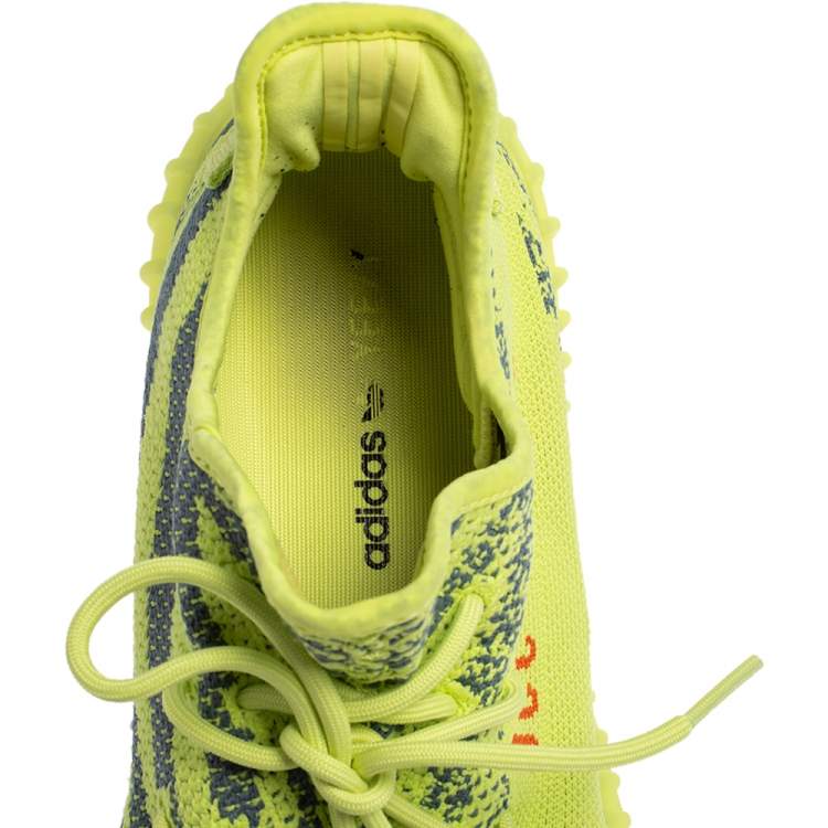 Pre Owned Yeezy x Adidas Green/Blue Knit Fabric Boost 350 V2 Zebra Sneakers Size 47 1/3
