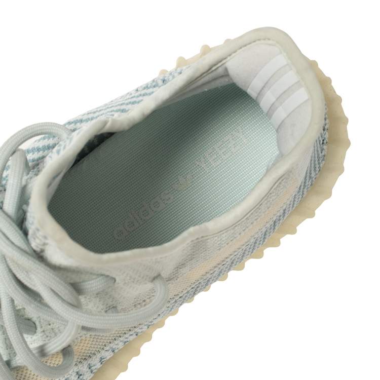 Pre Owned Yeezy x Adidas White/Blue Cotton Knit Boost 350 V2 Cloud White Sneakers Size 42.5