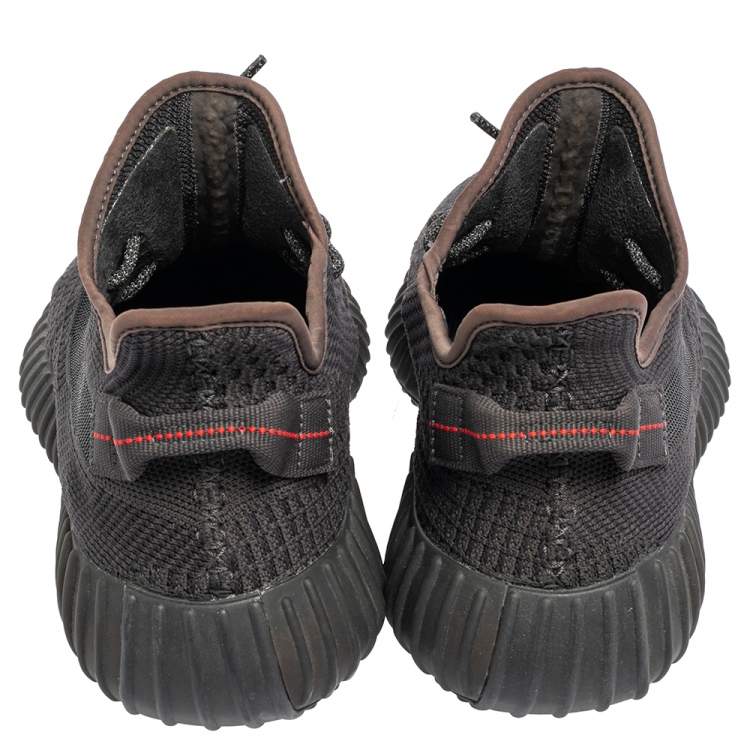 Pre Owned Yeezy x Adidas Black Knit Fabric 350 V2 Static  Non Reflective Sneakers Size 45 1/3