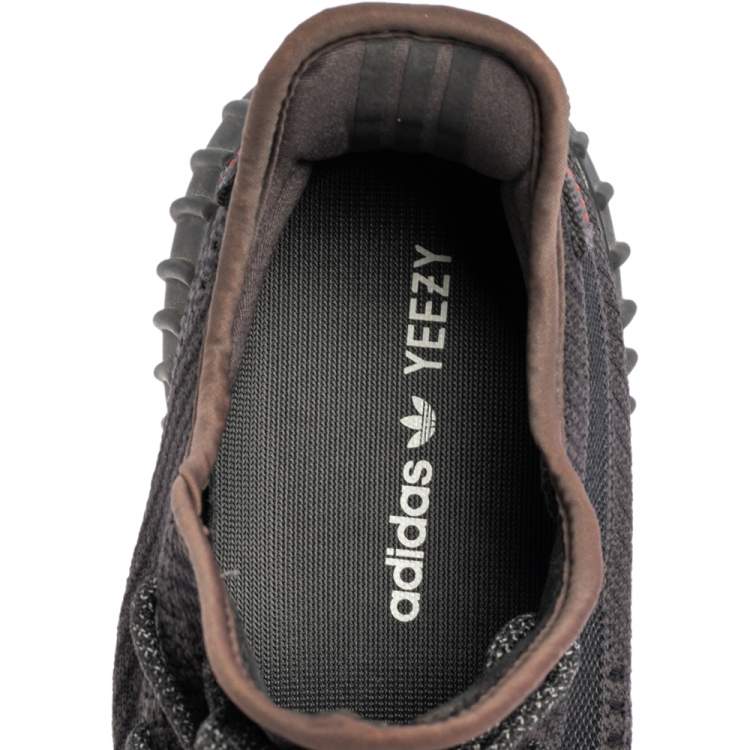 Pre Owned Yeezy x Adidas Black Knit Fabric 350 V2 Static  Non Reflective Sneakers Size 45 1/3