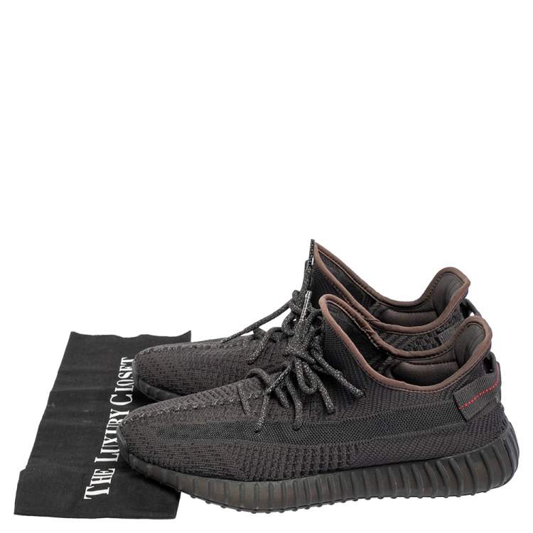 Pre Owned Yeezy x Adidas Black Knit Fabric 350 V2 Static  Non Reflective Sneakers Size 45 1/3