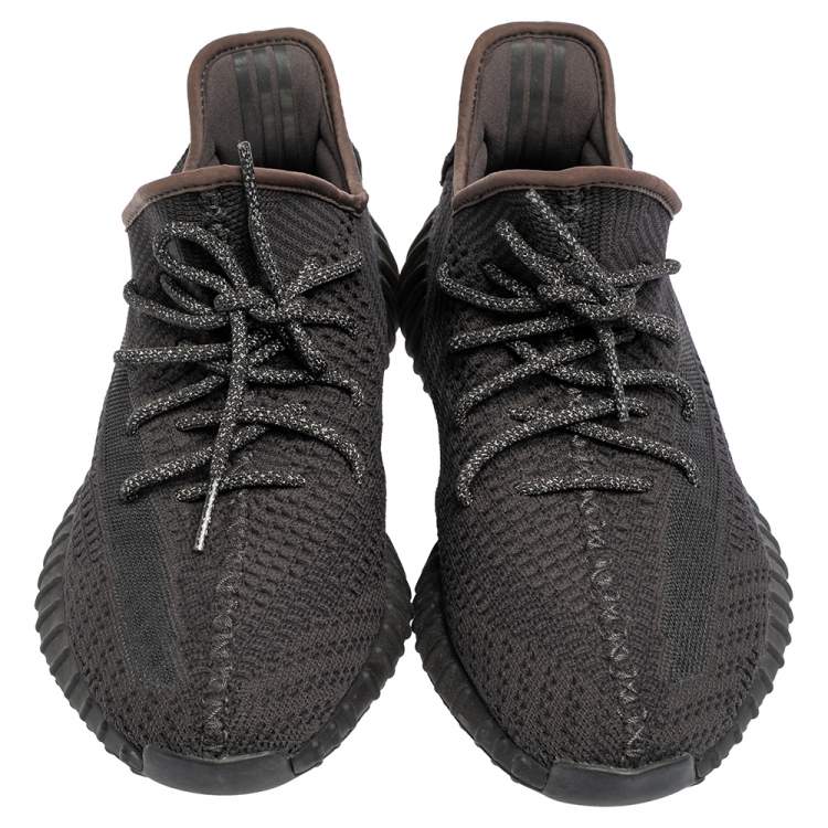 Pre Owned Yeezy x Adidas Black Knit Fabric 350 V2 Static  Non Reflective Sneakers Size 45 1/3