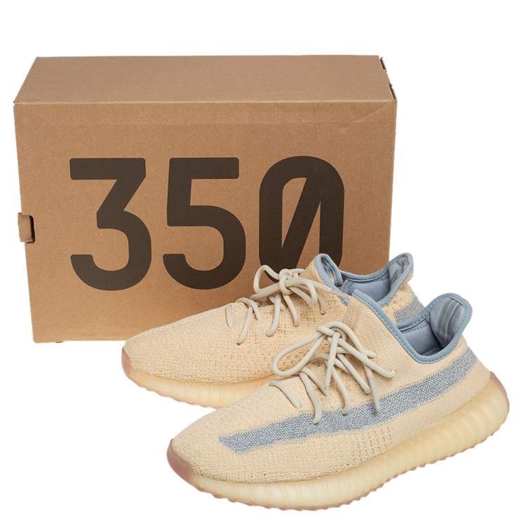 Pre Owned Yeezy x Adiddas Beige Knit Fabric Boost 350 v2 Linen  Sneakers Size 43.5 