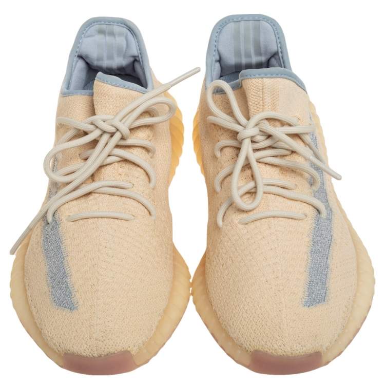 Pre Owned Yeezy x Adiddas Beige Knit Fabric Boost 350 v2 Linen  Sneakers Size 43.5 