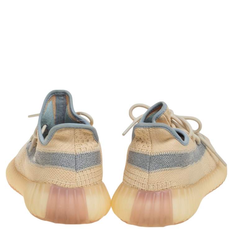 Pre Owned Yeezy x Adiddas Beige Knit Fabric Boost 350 v2 Linen  Sneakers Size 43.5 