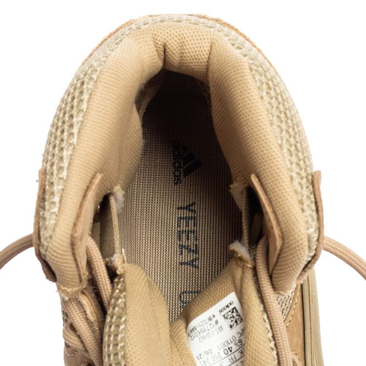 Pre Owned Yeezy x Addidas Brown Mesh and Suede Taupe Season 7 Desert Sneakers Size 40 