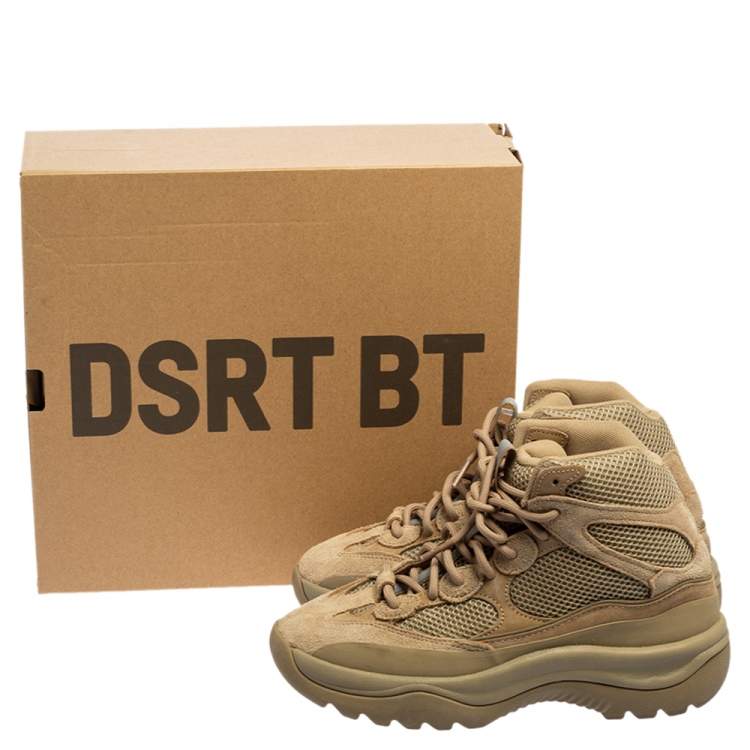 Pre Owned Yeezy x Addidas Brown Mesh and Suede Taupe Season 7 Desert Sneakers Size 40 