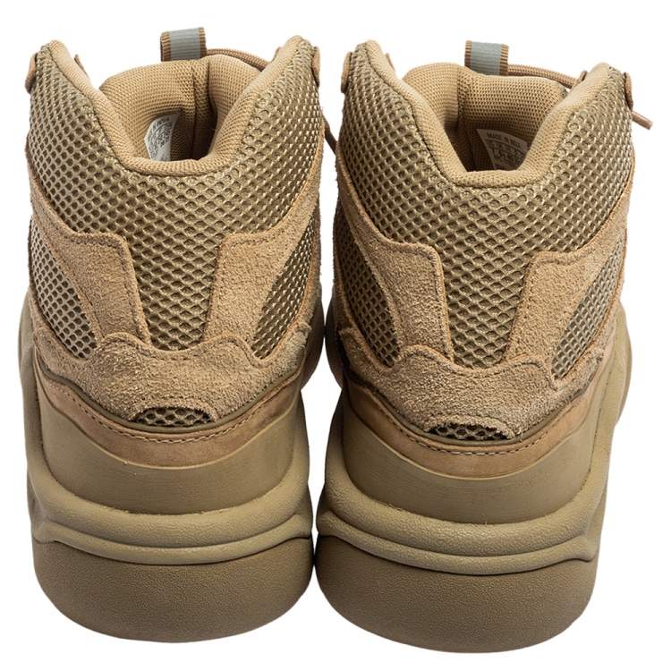 Pre Owned Yeezy x Addidas Brown Mesh and Suede Taupe Season 7 Desert Sneakers Size 40 