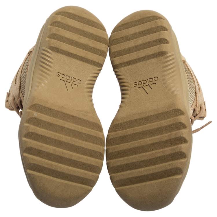 Pre Owned Yeezy x Addidas Brown Mesh and Suede Taupe Season 7 Desert Sneakers Size 40 