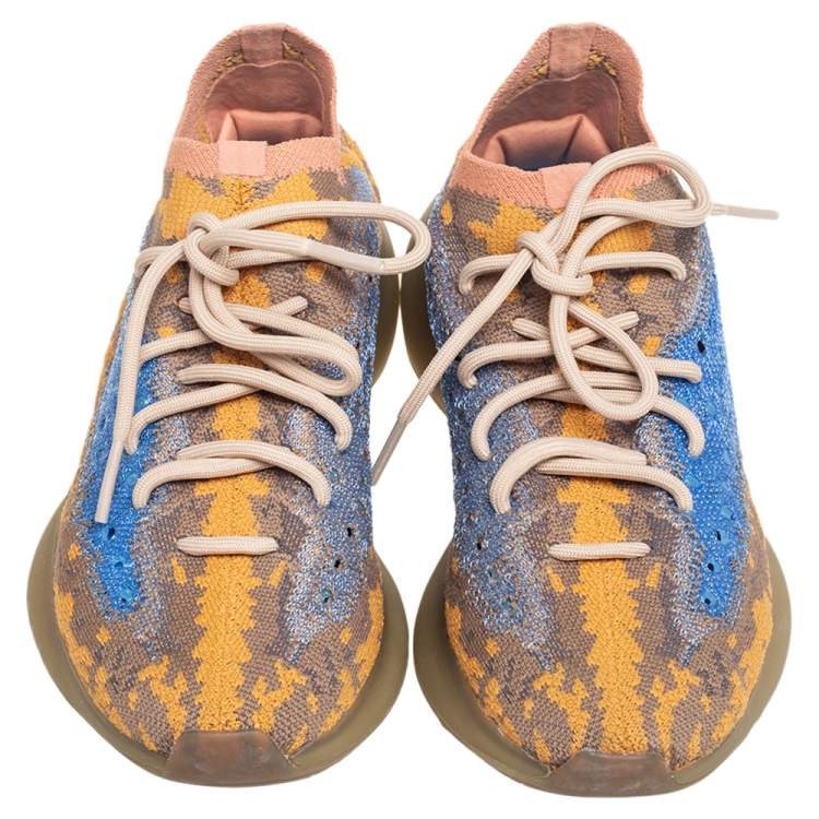 Pre Owned Yeezy x Adidas Tri-Color Knit Fabric Boost 380 Sneakers Size 40 2/3