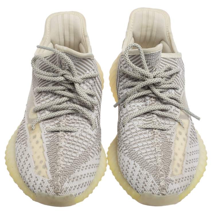 Pre Owned Yeezy x adidas Grey/White Knit Fabric Boost 350 V2 Cloud Reflective Sneakers Size 42