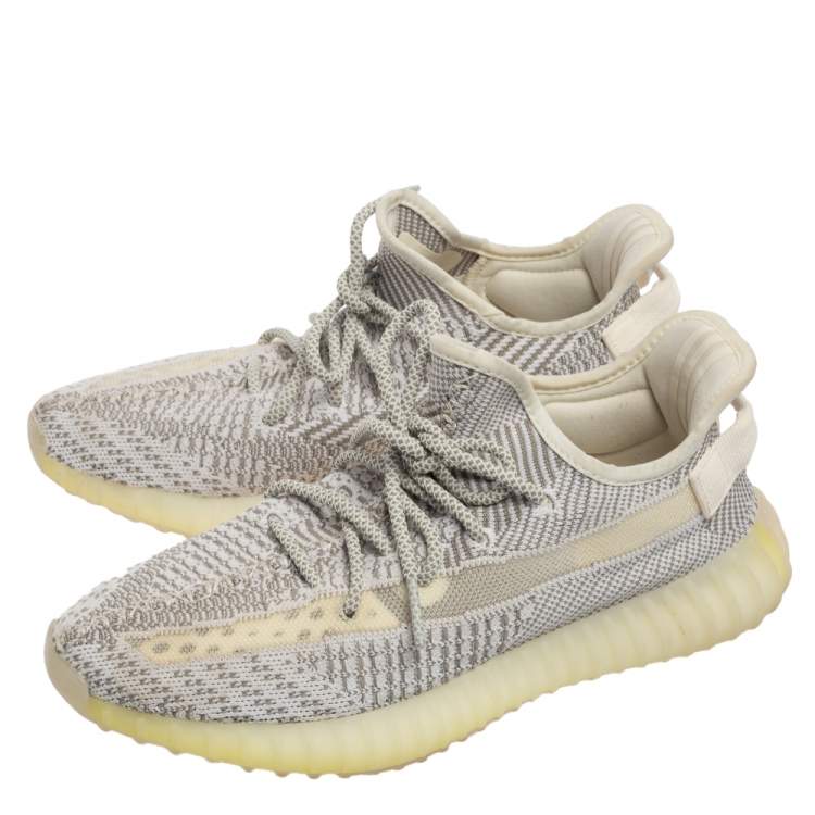 Pre Owned Yeezy x adidas Grey/White Knit Fabric Boost 350 V2 Cloud Reflective Sneakers Size 42