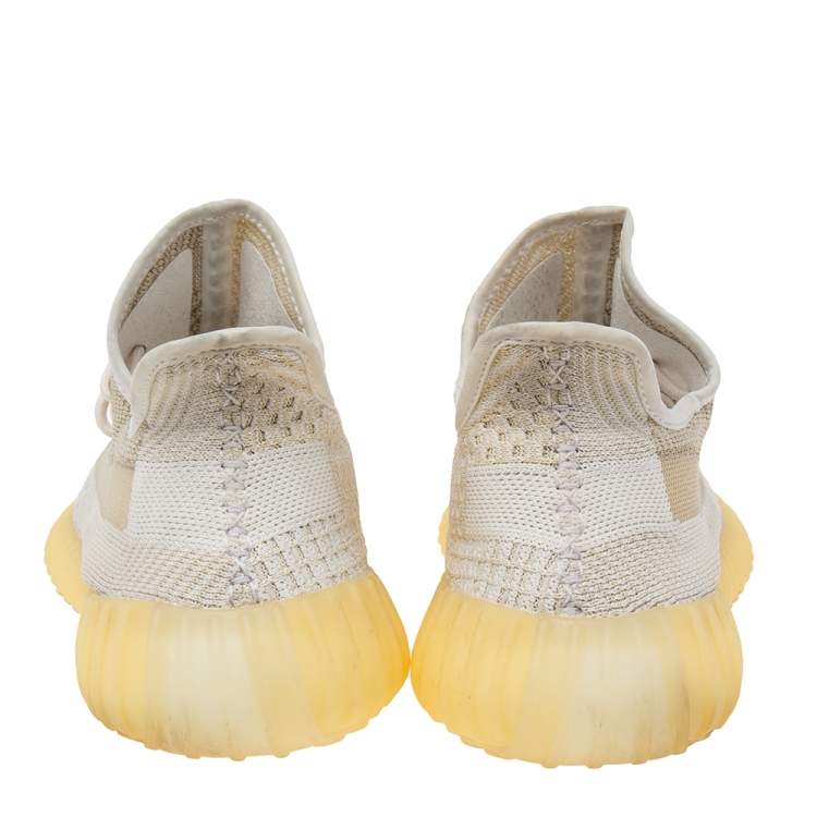 Pre Owned Adidas x Yeezy White/Beige Knit Fabric And Net Yeezy 350 V2 Natural Size 47 1/3 