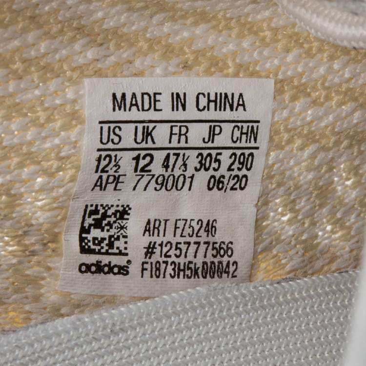 Pre Owned Adidas x Yeezy White/Beige Knit Fabric And Net Yeezy 350 V2 Natural Size 47 1/3 