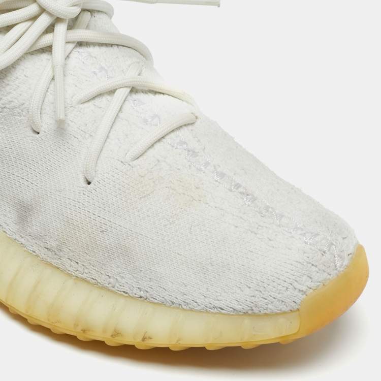 مملوكة مسبقًا Yeezy x adidas White Knit Fabric  Boost 350 V2  Sneakers Size 44