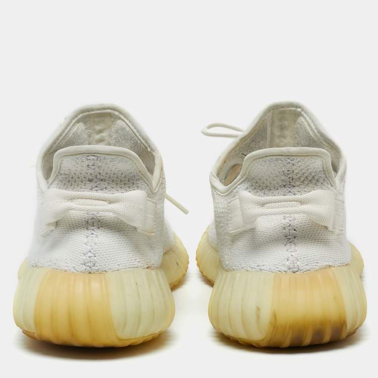 مملوكة مسبقًا Yeezy x adidas White Knit Fabric  Boost 350 V2  Sneakers Size 44