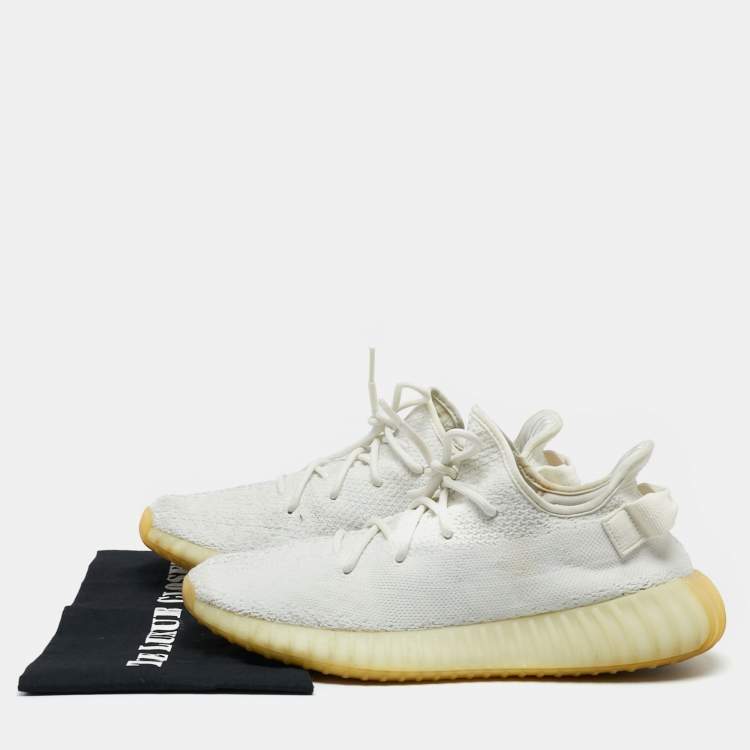 مملوكة مسبقًا Yeezy x adidas White Knit Fabric  Boost 350 V2  Sneakers Size 44