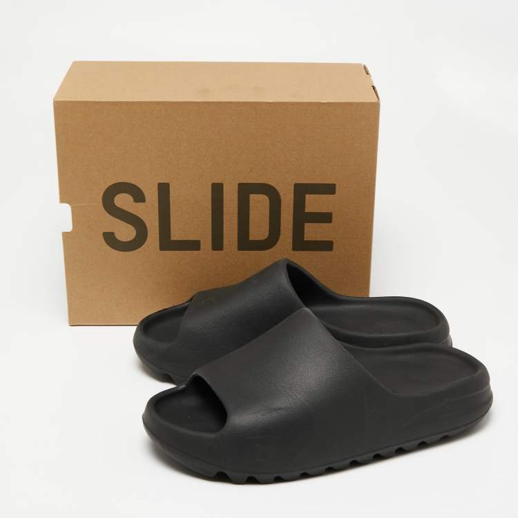 Pre Owned Yeezy Black Rubber Onyx Slide Sandals Size 43