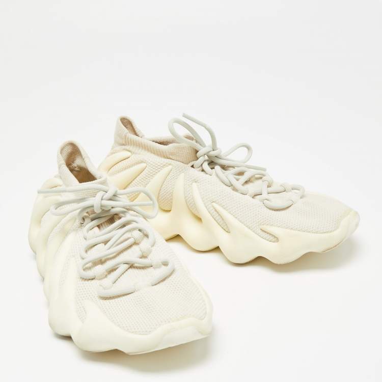 Pre Owned Yeezy x Adidas Cream Knit Fabric 450 Cloud White Sneakers Size 44 2/3