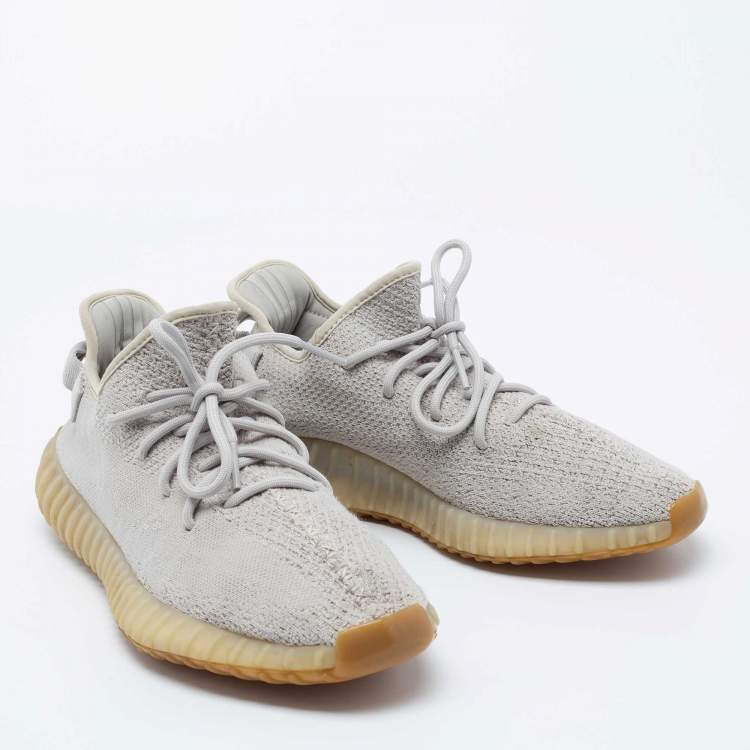 مملوكة مسبقًا Yeezy x Adidas Grey Knit Fabric Boost 350 V2 Sesame Sneakers Size 44 2/3
