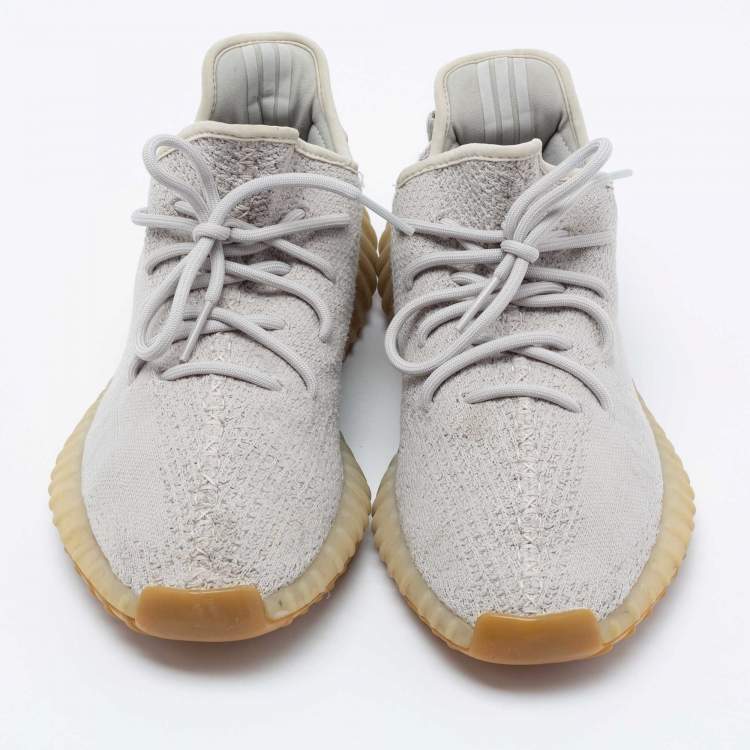 مملوكة مسبقًا Yeezy x Adidas Grey Knit Fabric Boost 350 V2 Sesame Sneakers Size 44 2/3