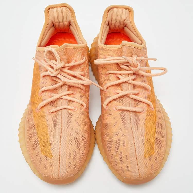 Pre Owned Yeezy x Adidas Orange Mesh Boost 350 V2 Mono Clay Sneakers Size 46