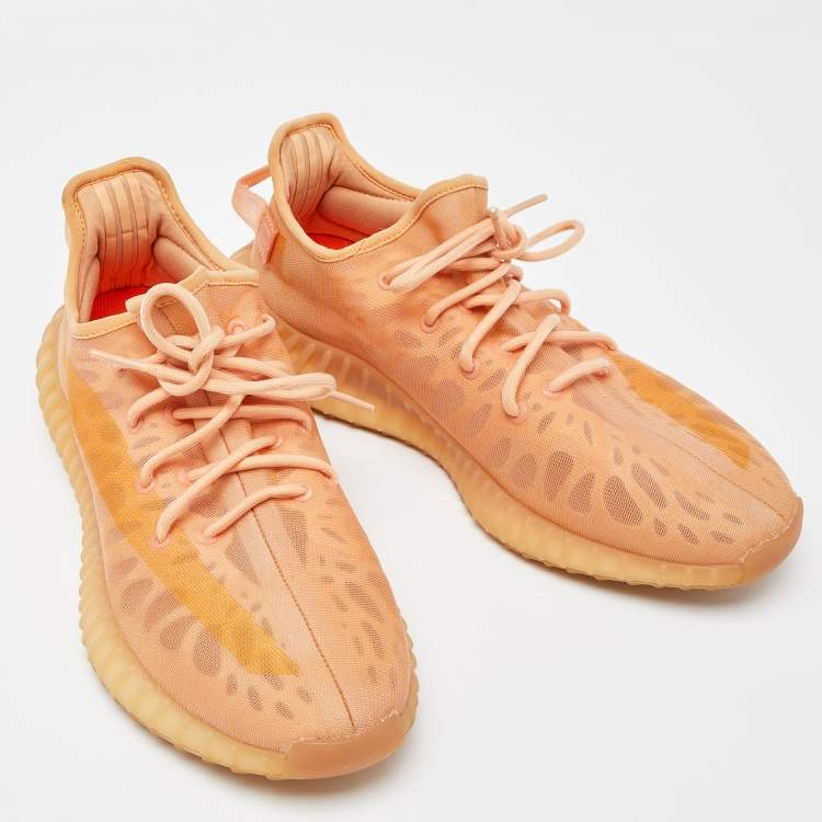 Pre Owned Yeezy x Adidas Orange Mesh Boost 350 V2 Mono Clay Sneakers Size 46