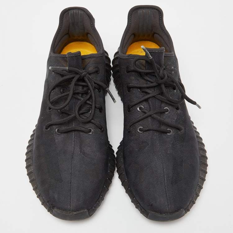 Pre Owned Yeezy x Adidas Black Mesh Boost 350 V2 Mono Cinder Sneakers Size 46