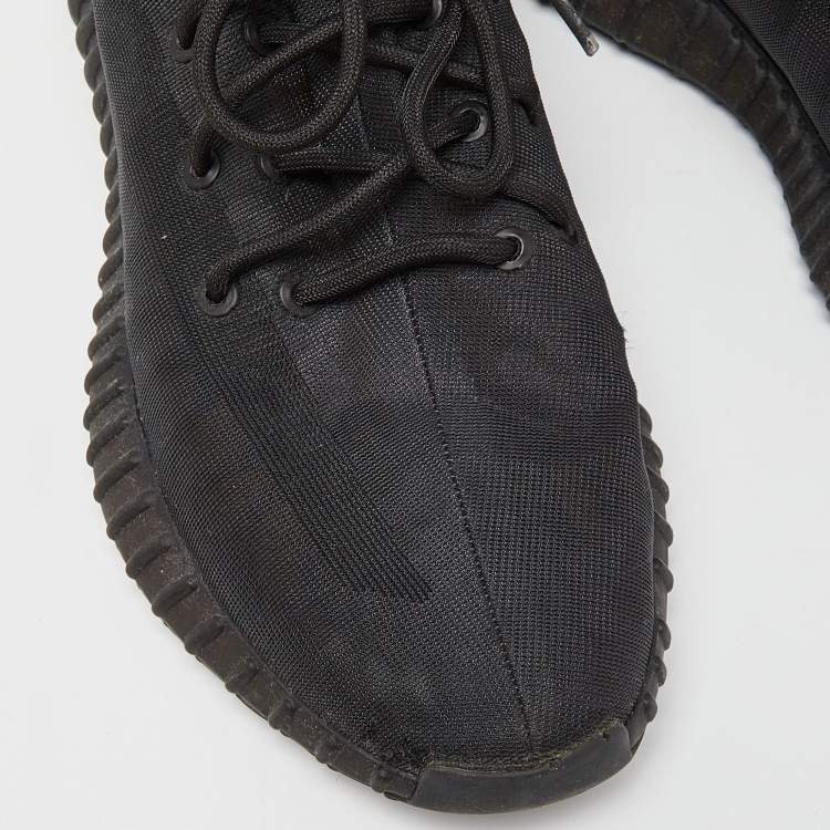 Pre Owned Yeezy x Adidas Black Mesh Boost 350 V2 Mono Cinder Sneakers Size 46