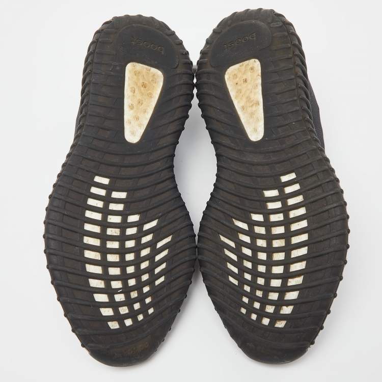 Pre Owned Yeezy x Adidas Black Mesh Boost 350 V2 Mono Cinder Sneakers Size 46