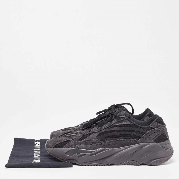 Pre Owned Adidas Yeezy Black Suede and Fabric Boost 700 V2 Vanta Sneakers Size 46 2/3