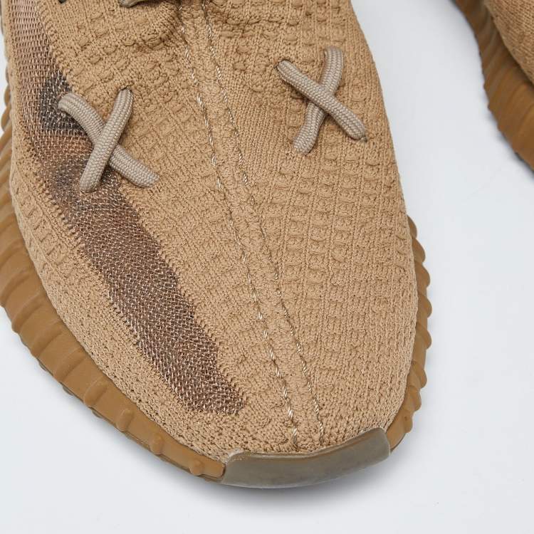 Pre Owned Yeezy x Adidas Brown Knit Fabric Boost 350 V2 Earth Sneakers Size 43 1/3