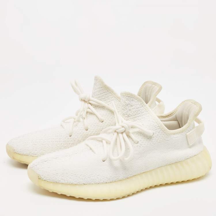 Adidas x Yeezy White Cotton Knit Fabric Boost 350 V2 Triple White Sneakers  Size 43 1/3 Yeezy