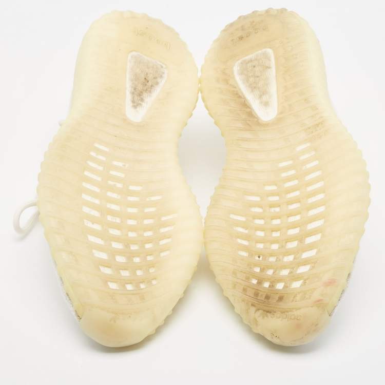 Pre Owned Adidas x Yeezy White Cotton Knit Fabric Boost 350 V2 Triple White Sneakers Size 43 1/3