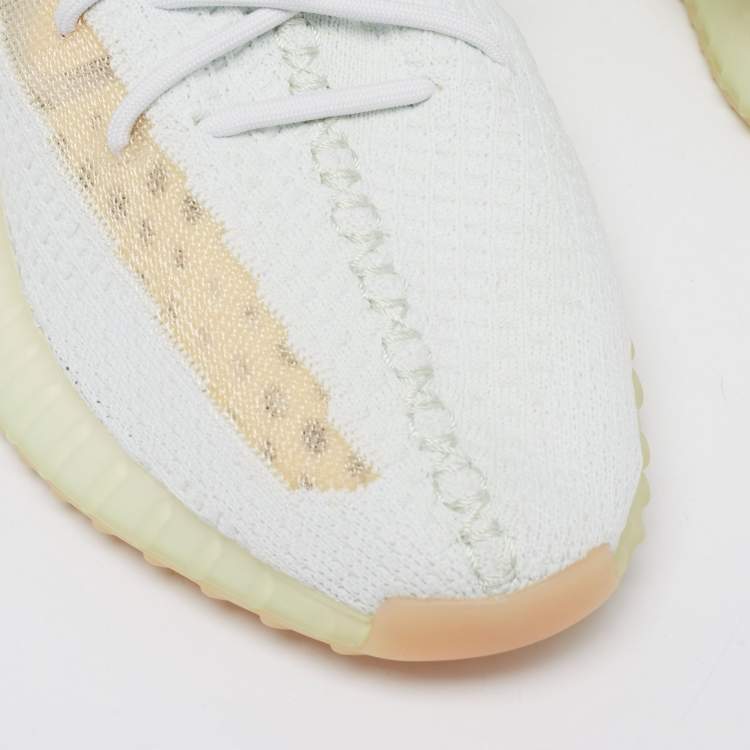 Pre Owned Yeezy x Adidas Light Green Knit Fabric Boost 350 V2 Hyperspace Sneakers Size 46