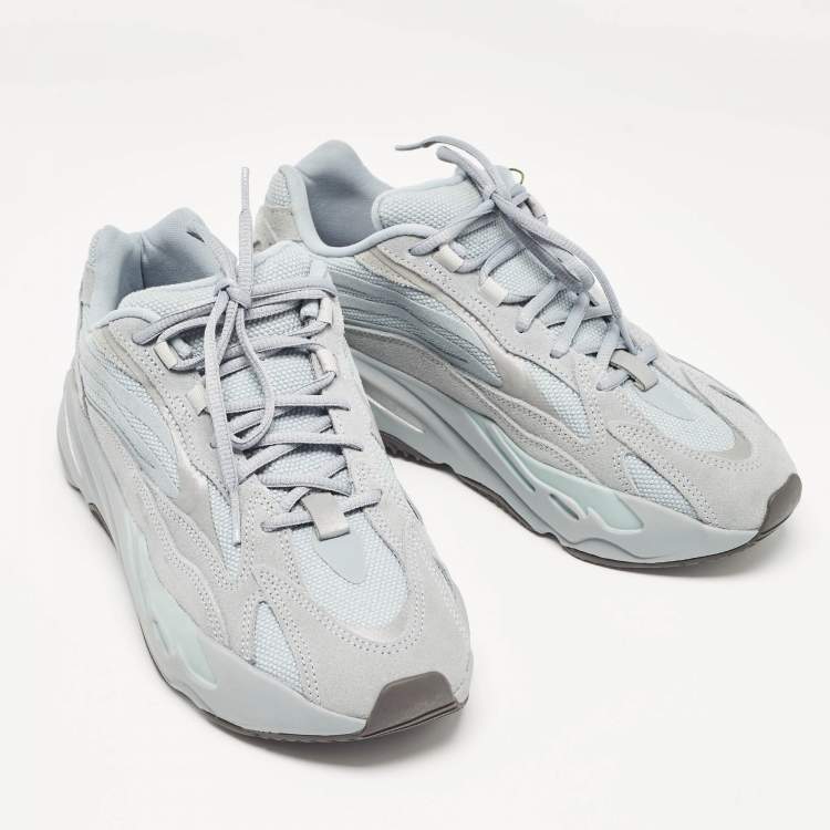 Pre Owned Yeezy x Adidas Blue Canvas and Suede Boost 700 V2 Hospital Blue Sneakers Size 42