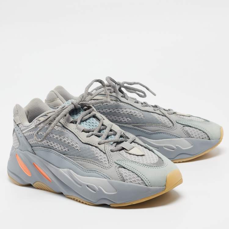 Pre Owned Yeezy x Adidas Grey/Blue Suede and Mesh Boost 700 V2 Inertia Sneakers Size 42 2/3