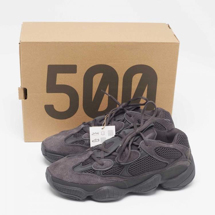 Pre Owned Yeezy x Adidas Black Suede and Mesh Boost 500 Utility Black Sneakers Size 44