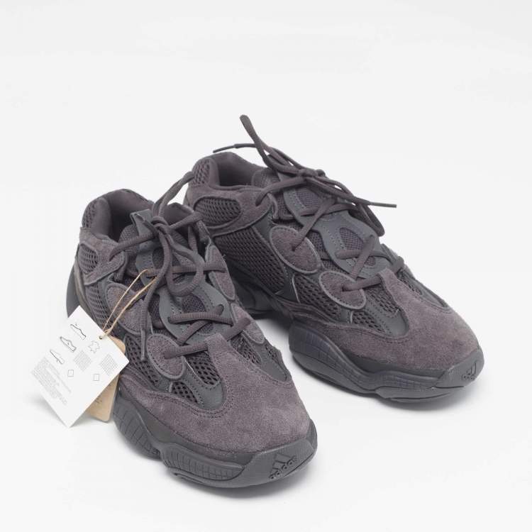Pre Owned Yeezy x Adidas Black Suede and Mesh Boost 500 Utility Black Sneakers Size 44