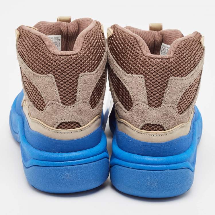 Pre Owned Yeezy x Adidas Multicolor Suede and Mesh Taupe Blue Desert Boots Size 41 1/3