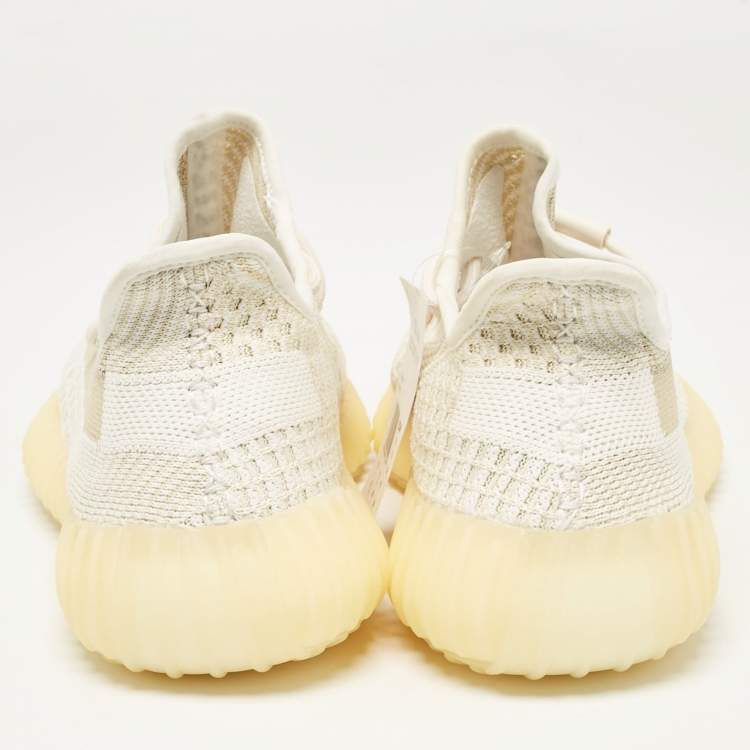 Pre Owned Yeezy x Adidas White Knit Fabric Boost 350 V2 Natural Sneakers Size 41 1/3