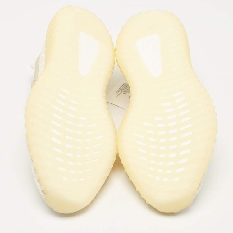 Pre Owned Yeezy x Adidas White Knit Fabric Boost 350 V2 Natural Sneakers Size 41 1/3