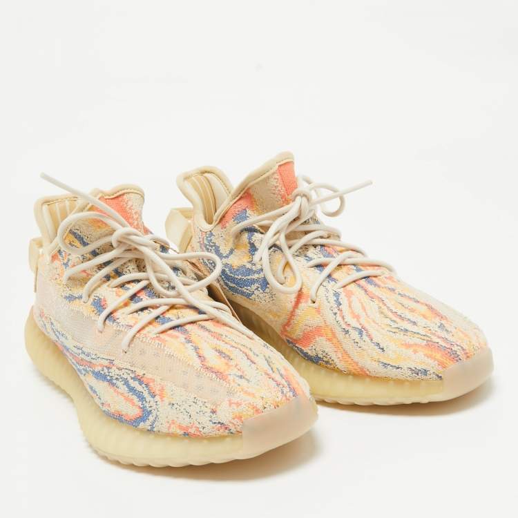 Pre Owned Yeezy x Adidas Multicolor Knit Fabric Boost 350 V2 MX Oat Sneakers 46 2/3