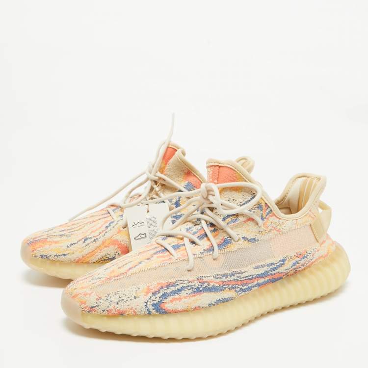 Pre Owned Yeezy x Adidas Multicolor Knit Fabric Boost 350 V2 MX Oat Sneakers 46 2/3