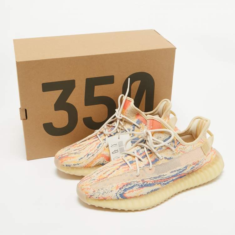 Pre Owned Yeezy x Adidas Multicolor Knit Fabric Boost 350 V2 MX Oat Sneakers 46 2/3