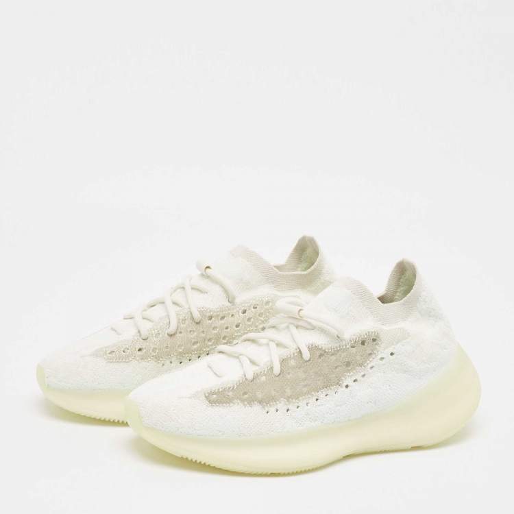 Pre Owned Yeezy x Adidas White/Grey Knit Fabric Boost 380 Calcite Glow Sneakers Size 41 1/3