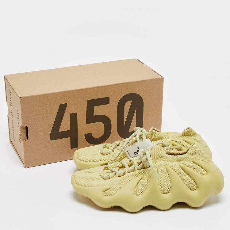 Pre Owned Yeezy x Adidas Green Knit Fabric Yeezy 450 Sulfur Sneakers Size 37 1/3