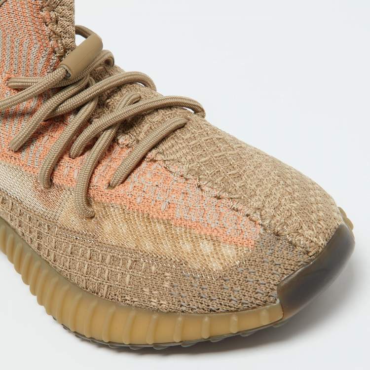 مملوكة مسبقًا Yeezy x Adidas Beige Knit Fabric Boost 350 V2 Sand Taupe Sneakers Size 41 1/3
